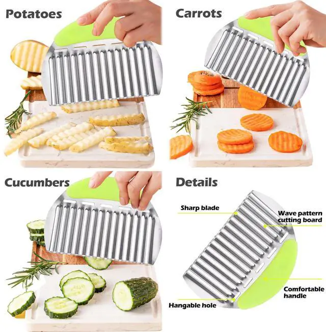 Alt view image 3 of 7 - Large Crinkle Cutter French Fry Cutter, Potato Wavy Chopper