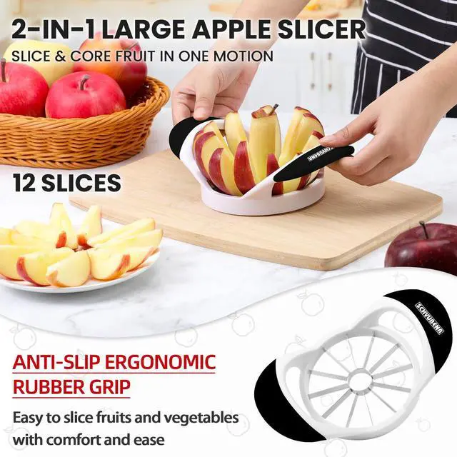 Alt view image 2 of 7 - Blade Apple Slicer and Corer - 4.72 Inch Sharp Stainless Steel Apple Cutter - Professional Apple Divider Tool for Quick Slices - Easy to Use & Clean - Slice Fruits with Ease - Black