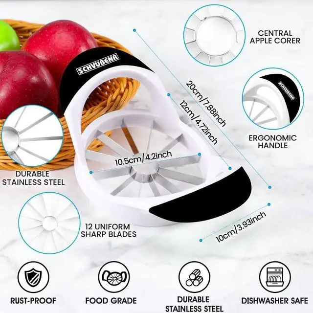 Alt view image 3 of 7 - Blade Apple Slicer and Corer - 4.72 Inch Sharp Stainless Steel Apple Cutter - Professional Apple Divider Tool for Quick Slices - Easy to Use & Clean - Slice Fruits with Ease - Black