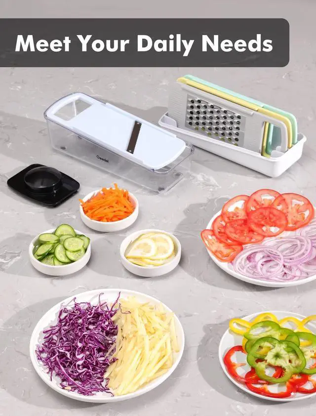 Alt view image 7 of 7 - Professional Mandoline Slicer for Kitchen, Multi Purpose Vegetable Slicer Cutter, Vegetable Cutter Onion Cutter for Veggie Fruit Cheese
