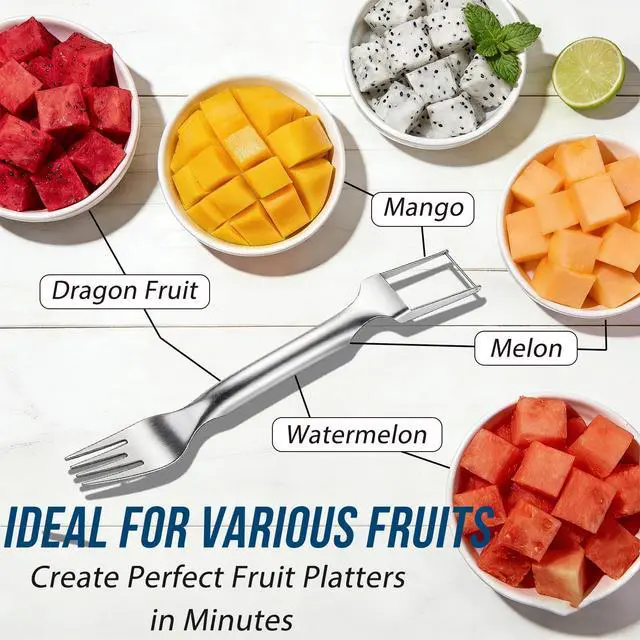Alt view image 5 of 7 - Watermelon Cutter Slicer,2-in-1 Stainless Steel Fruit Fork for Home Kitchen