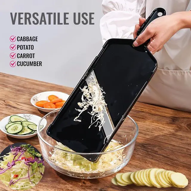 Alt view image 5 of 5 - Slicer Shredder with Stainless Steel Blade, Professional Coleslaw Sauerkraut Cutter, Ultra-Thin Julienne Slicer for Kitchen