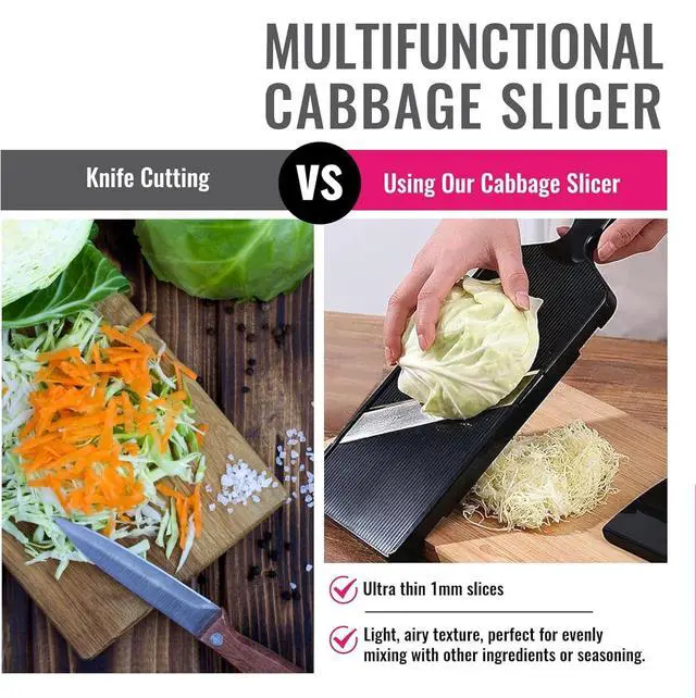 Alt view image 4 of 5 - Slicer Shredder with Stainless Steel Blade, Professional Coleslaw Sauerkraut Cutter, Ultra-Thin Julienne Slicer for Kitchen