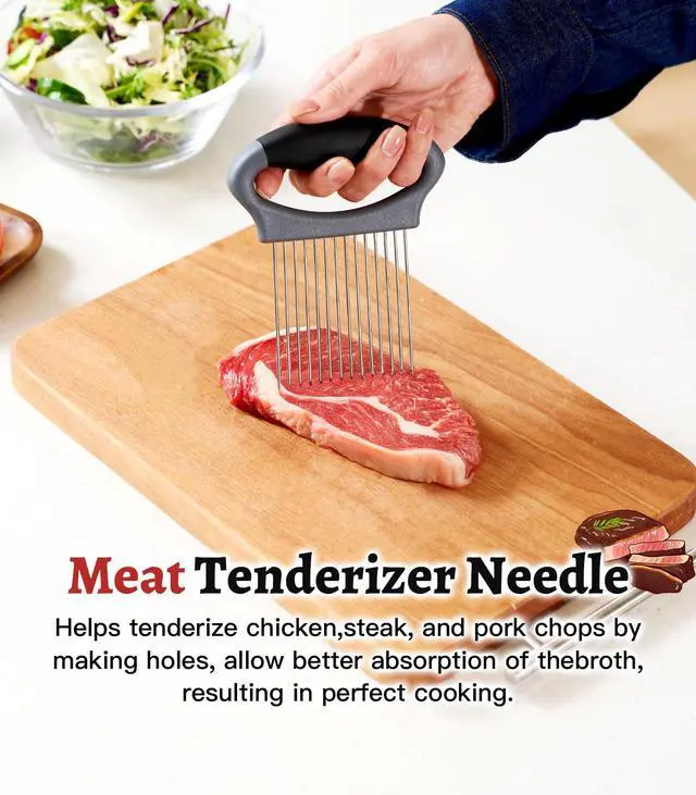 Alt view image 5 of 7 - Large Onion Slicer Holder, Stainless Steel Onion Holder for Slicing, Multi-Purpose Vegetable Chopper Tomato Slicer, Food Cutter Assistant Tool for Potato, Avocado, Egg, Lemon, Fruit, Meat Tenderizer