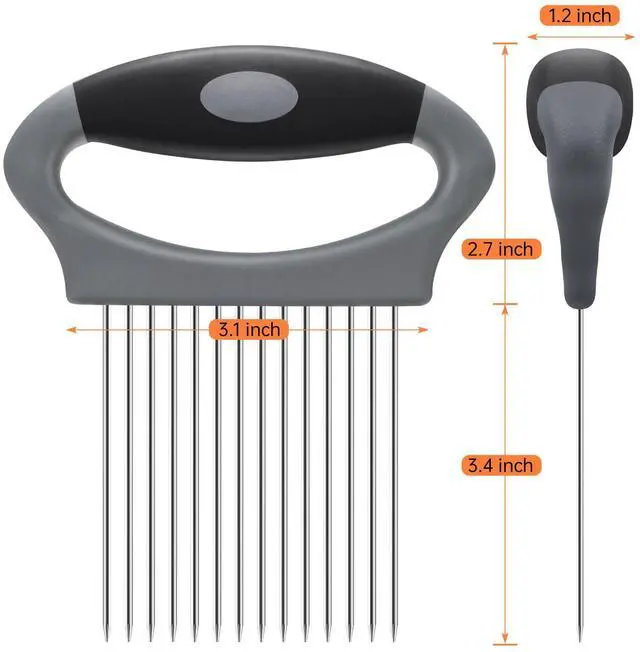 Alt view image 6 of 7 - Large Onion Slicer Holder, Stainless Steel Onion Holder for Slicing, Multi-Purpose Vegetable Chopper Tomato Slicer, Food Cutter Assistant Tool for Potato, Avocado, Egg, Lemon, Fruit, Meat Tenderizer
