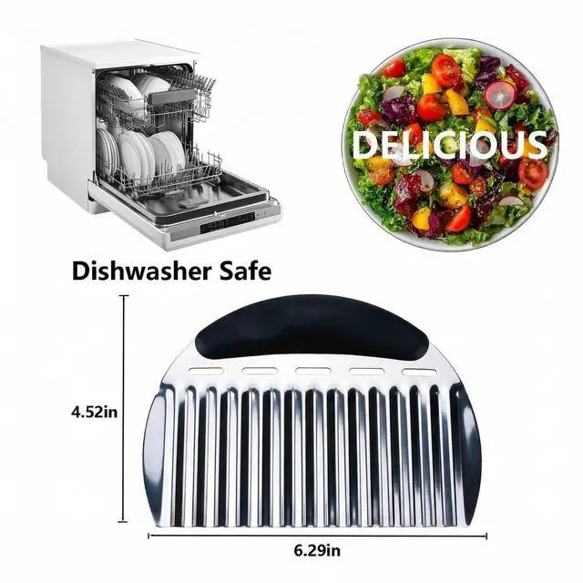 Alt view image 2 of 7 - Stainless Steel Crinkle Chopper & French Fry Cutter Heavy Duty Wavy Potato Slicer for Vegetables Fruits Cheese Kitchen Gadget Vegetable Chopping Tool (Black & Yellow)