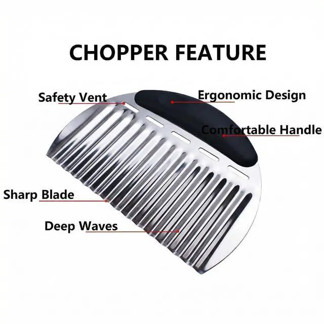 Alt view image 3 of 7 - Stainless Steel Crinkle Chopper & French Fry Cutter Heavy Duty Wavy Potato Slicer for Vegetables Fruits Cheese Kitchen Gadget Vegetable Chopping Tool (Black & Yellow)