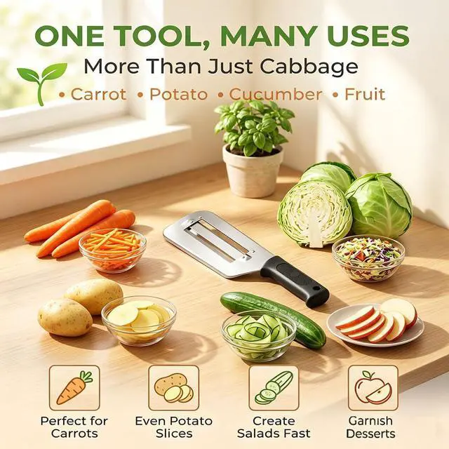 Alt view image 2 of 7 - Cabbage Shredder Vegetable Slicer Cole Slaw Knife Lettuce Shredding Hand Held Peeler Stainless Steel Tool Veggie Cutter Cut Chopper Japanese Multifunctional Thickened Fruit Julienne