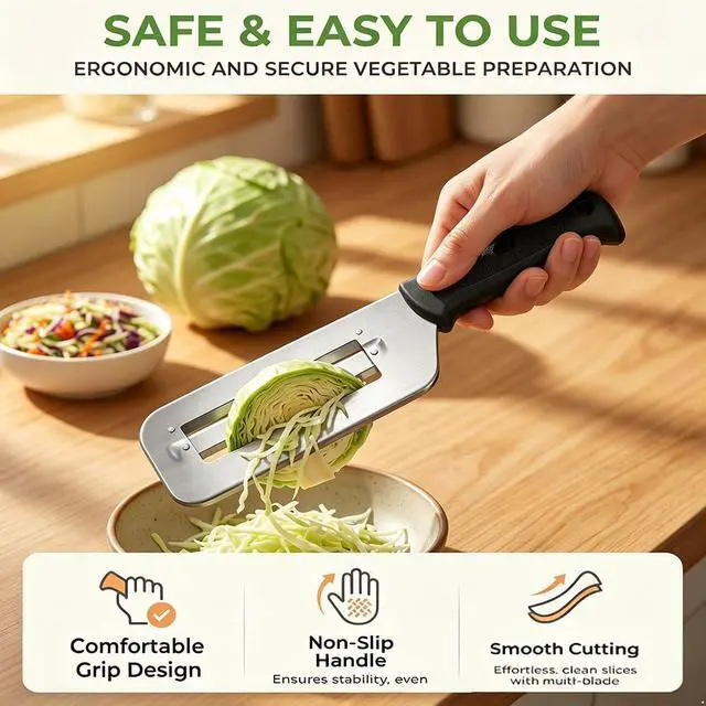 Alt view image 5 of 7 - Cabbage Shredder Vegetable Slicer Cole Slaw Knife Lettuce Shredding Hand Held Peeler Stainless Steel Tool Veggie Cutter Cut Chopper Japanese Multifunctional Thickened Fruit Julienne
