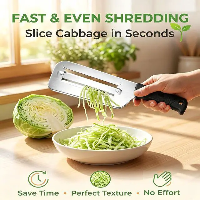 Alt view image 6 of 7 - Cabbage Shredder Vegetable Slicer Cole Slaw Knife Lettuce Shredding Hand Held Peeler Stainless Steel Tool Veggie Cutter Cut Chopper Japanese Multifunctional Thickened Fruit Julienne