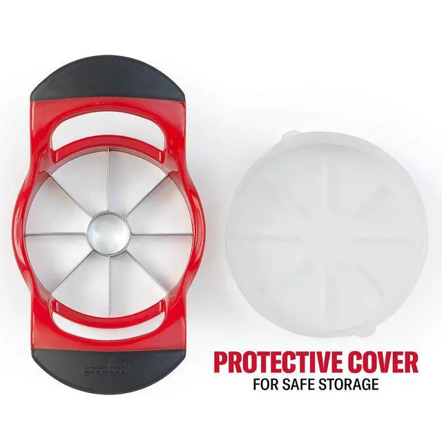 Alt view image 3 of 7 - Touch Apple Wedger with Stainless Steel Cutting Edges and Protective Cover, Red