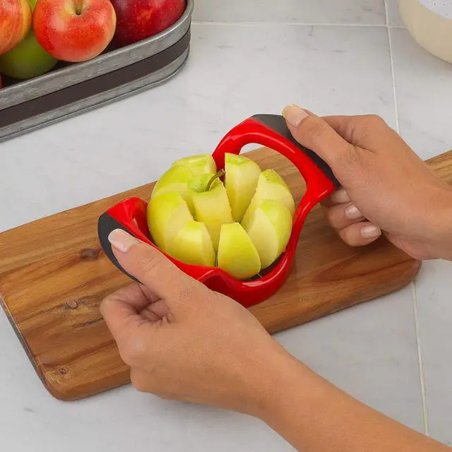Alt view image 5 of 7 - Touch Apple Wedger with Stainless Steel Cutting Edges and Protective Cover, Red