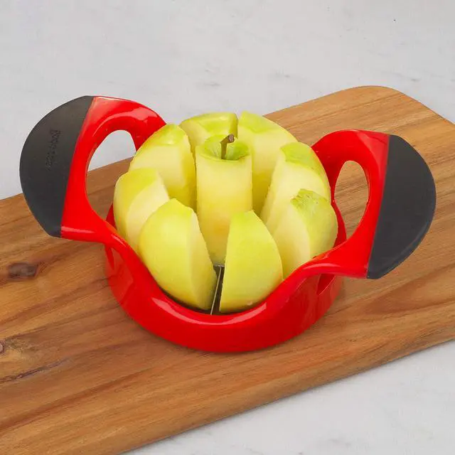 Alt view image 6 of 7 - Touch Apple Wedger with Stainless Steel Cutting Edges and Protective Cover, Red