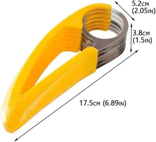 Alt view image 2 of 6 - Yellow Food Manual Slicer, Stainless Steel Food Slicer, Banana Strawberry Cucumber Carrot Egg Vegetable Fruit Multifunctional, Handheld Portable Peeling, Grating and Slicing Tools