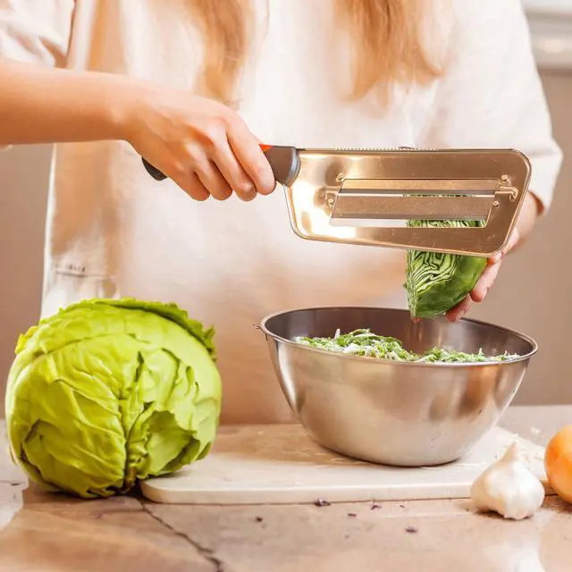Alt view image 6 of 7 - Cabbage Shredder Lettuce Chopper Lettuce Shredder - Cabbage Slicer Shredder for Sauerkraut Cabbage Cutter Lettuce Cutter - Shraded Knife Sauerkraut Cutter Cabbage Cutting rallador de repollo