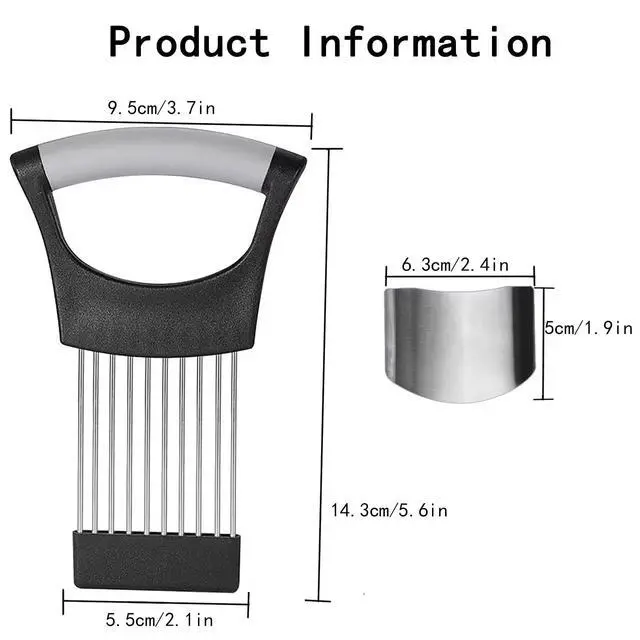 Alt view image 2 of 7 - Stainless Steel Onion Slicer Holder with Finger Guards, Multi-Purpose Fruit Vegetable Cutting Kitchen Tool