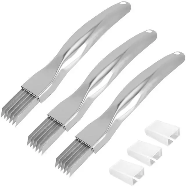 Main image of Shred Silk Knifes, Stainless Steel Scallion Shredder Tool Green Onion Slicer Cutter with 3 Lids Multifunctional Kitchen Vegetable Chopper Suitable for Garlic Ginger Chili Herbs