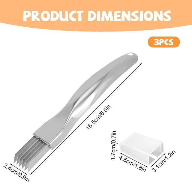 Alt view image 2 of 7 - Shred Silk Knifes, Stainless Steel Scallion Shredder Tool Green Onion Slicer Cutter with 3 Lids Multifunctional Kitchen Vegetable Chopper Suitable for Garlic Ginger Chili Herbs