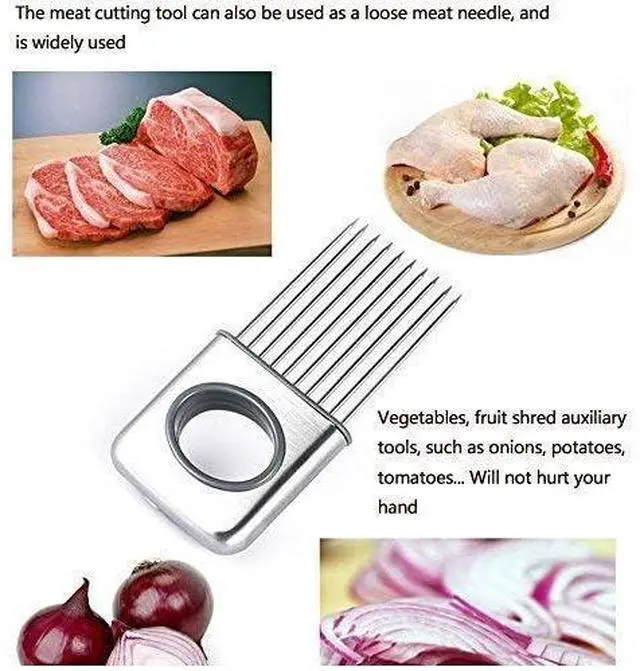 Alt view image 3 of 7 - Stainless Steel Onion Cut Holder Slicer With 10 Even Prong Easy Hold Vegetable To Cut Tomato Lemon Potatoes And Loosen Meat Kitchen Tools(Silver)