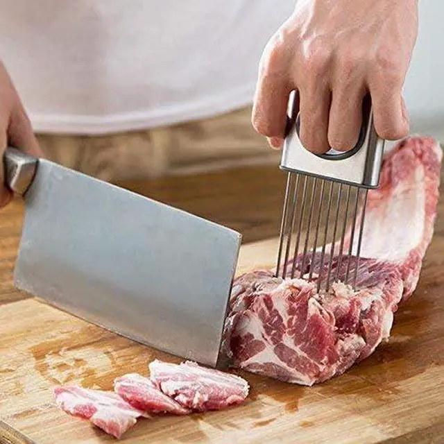 Alt view image 5 of 7 - Stainless Steel Onion Cut Holder Slicer With 10 Even Prong Easy Hold Vegetable To Cut Tomato Lemon Potatoes And Loosen Meat Kitchen Tools(Silver)