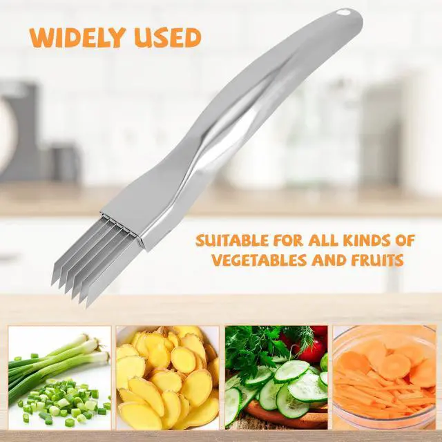 Alt view image 6 of 7 - Shred Silk Knifes, Stainless Steel Scallion Shredder Tool Green Onion Slicer Cutter with 3 Lids Multifunctional Kitchen Vegetable Chopper Suitable for Garlic Ginger Chili Herbs
