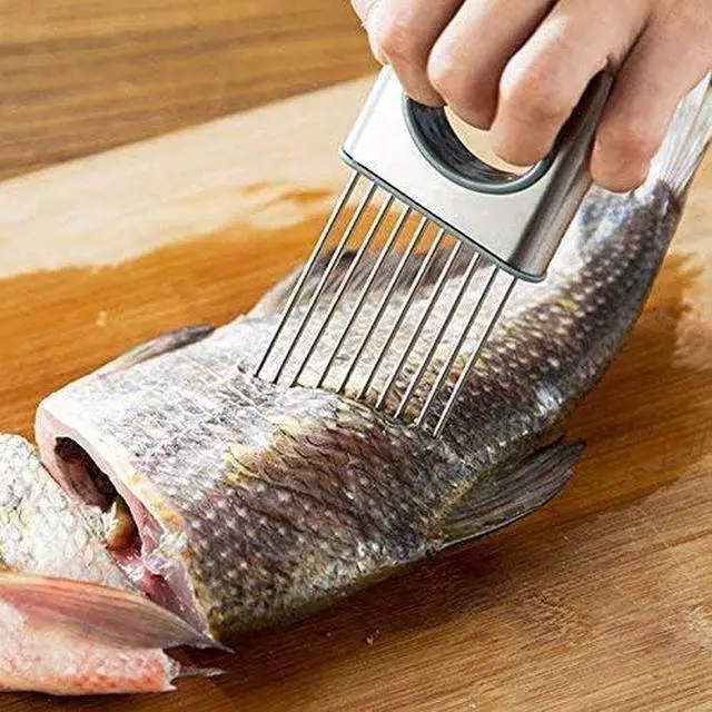 Alt view image 7 of 7 - Stainless Steel Onion Cut Holder Slicer With 10 Even Prong Easy Hold Vegetable To Cut Tomato Lemon Potatoes And Loosen Meat Kitchen Tools(Silver)