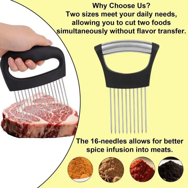 Alt view image 4 of 7 - Onion Holder for Slicing, Extra-Large Onion Slicer Tool Kit with 16 Long Needles & 10 Long Needles Vegetable Chopper Cutter Kitchen Appliance Gadget Utensils for Tomatoes Potatoes Meat Tenderizer