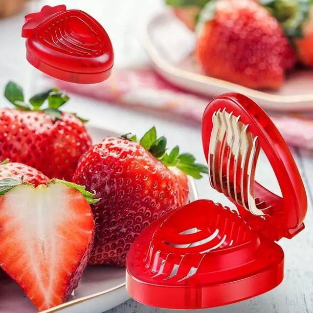 Alt view image 2 of 7 - Strawberry Slicer, Strawberry Fruit Cutter Slicer Kitchen Gadget Set, Kids Egg Slicer, Fruit Slicing Tool with Stainless Steel Blade