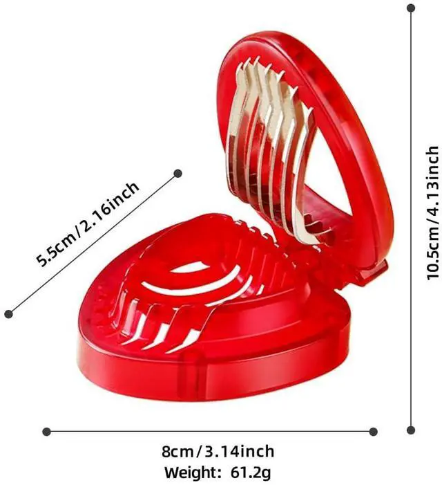 Alt view image 5 of 7 - Strawberry Slicer, Strawberry Fruit Cutter Slicer Kitchen Gadget Set, Kids Egg Slicer, Fruit Slicing Tool with Stainless Steel Blade