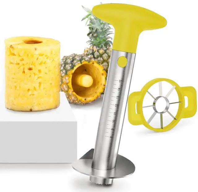 Main image of Pineapple Corer Cutter, Stainless Steel Fruit Peeler Slicer - Upgraded, Reinforced Thicker Blade, Core Remover with Measure Mark, Kitchen Tool for Diced Pineapple Rings