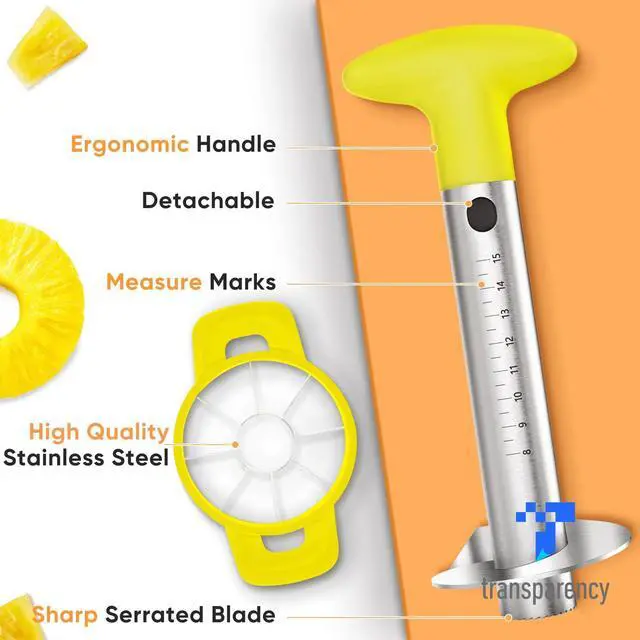 Alt view image 2 of 7 - Pineapple Corer Cutter, Stainless Steel Fruit Peeler Slicer - Upgraded, Reinforced Thicker Blade, Core Remover with Measure Mark, Kitchen Tool for Diced Pineapple Rings