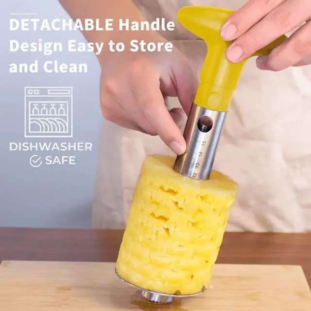 Alt view image 4 of 7 - Pineapple Corer Cutter, Stainless Steel Fruit Peeler Slicer - Upgraded, Reinforced Thicker Blade, Core Remover with Measure Mark, Kitchen Tool for Diced Pineapple Rings