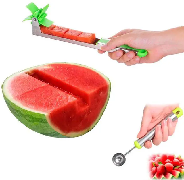 Main image of Watermelon Slicer Cutter - Stainless Steel Knife Corer Fruit Vegetable Tools Kitchen Gadgets with Melon Baller Scoop Extra