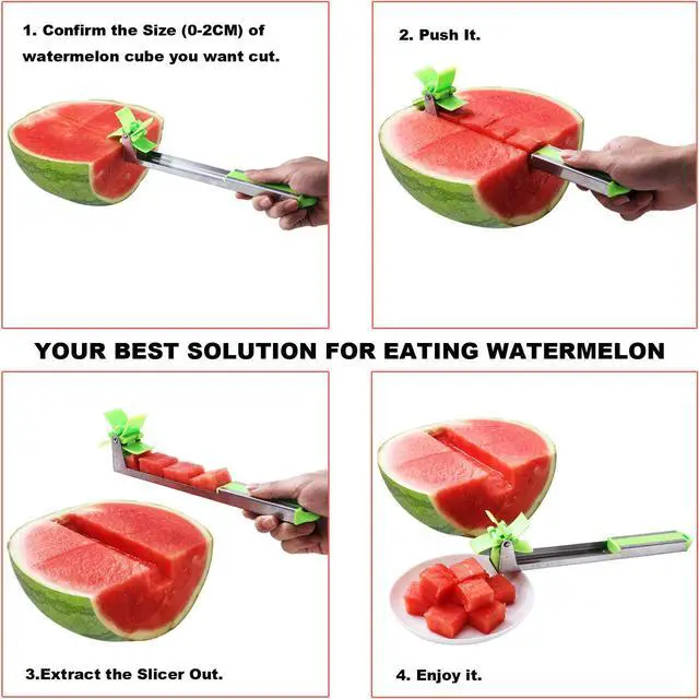 Alt view image 2 of 7 - Watermelon Slicer Cutter - Stainless Steel Knife Corer Fruit Vegetable Tools Kitchen Gadgets with Melon Baller Scoop Extra