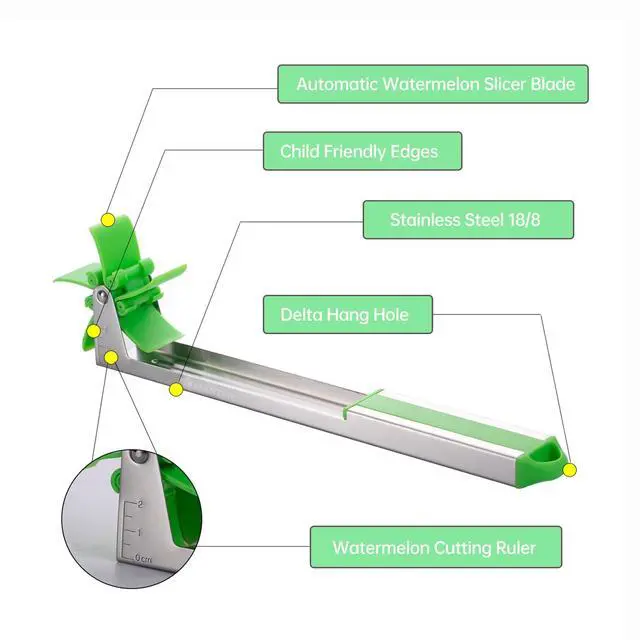 Alt view image 3 of 7 - Watermelon Slicer Cutter - Stainless Steel Knife Corer Fruit Vegetable Tools Kitchen Gadgets with Melon Baller Scoop Extra