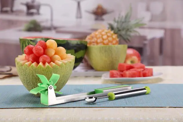 Alt view image 6 of 7 - Watermelon Slicer Cutter - Stainless Steel Knife Corer Fruit Vegetable Tools Kitchen Gadgets with Melon Baller Scoop Extra