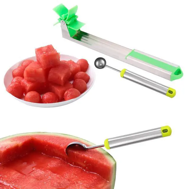 Alt view image 7 of 7 - Watermelon Slicer Cutter - Stainless Steel Knife Corer Fruit Vegetable Tools Kitchen Gadgets with Melon Baller Scoop Extra