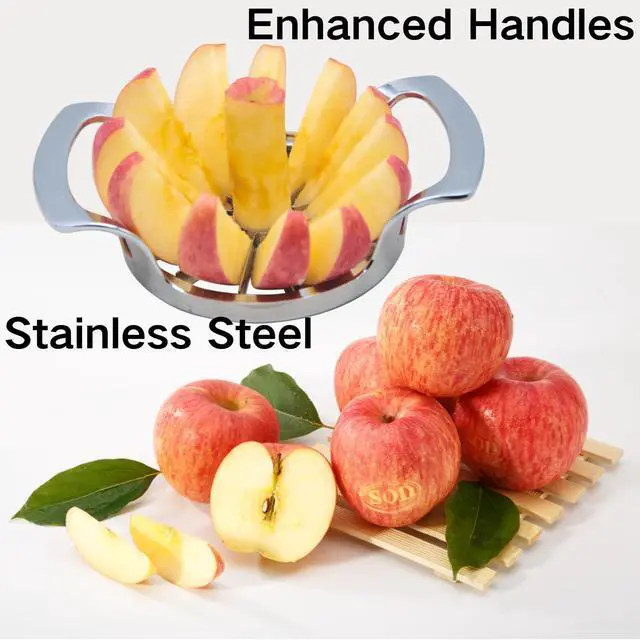 Alt view image 3 of 7 - Stainless Steel Apple Slicer and Corer - Sturdy and Sharp slicesUpgraded 12-Blade Extra Large Apple Cutter & Heavy Duty Divider for Vegetables & Fruits up to 4 Inch Apples Slicing Core Remover Tool