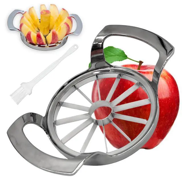 Main image of Stainless Steel Apple Slicer and Corer - Sturdy and Sharp slicesUpgraded 12-Blade Extra Large Apple Cutter & Heavy Duty Divider for Vegetables & Fruits up to 4 Inch Apples Slicing Core Remover Tool