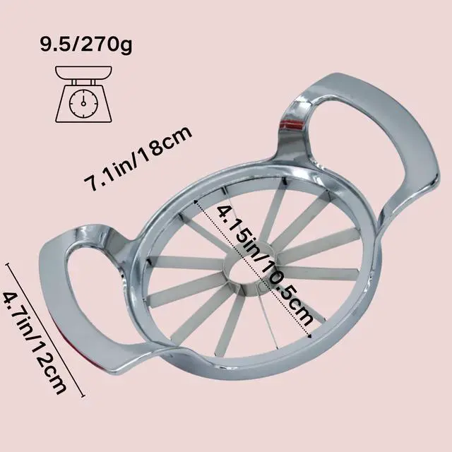 Alt view image 2 of 7 - Stainless Steel Apple Slicer and Corer - Sturdy and Sharp slicesUpgraded 12-Blade Extra Large Apple Cutter & Heavy Duty Divider for Vegetables & Fruits up to 4 Inch Apples Slicing Core Remover Tool