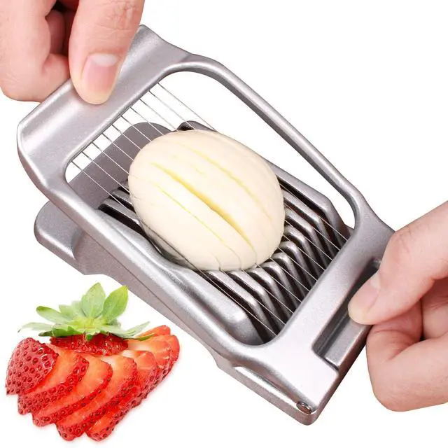 Main image of Egg Slicer for Hard Boiled Eggs Egg Cutter Strawberry Slicer Heavy Duty Aluminium Slicer Stainless Steel Wire Multipurpose Egg Slicer Dicer for Soft Fruit Mushroom,Egg Slicer