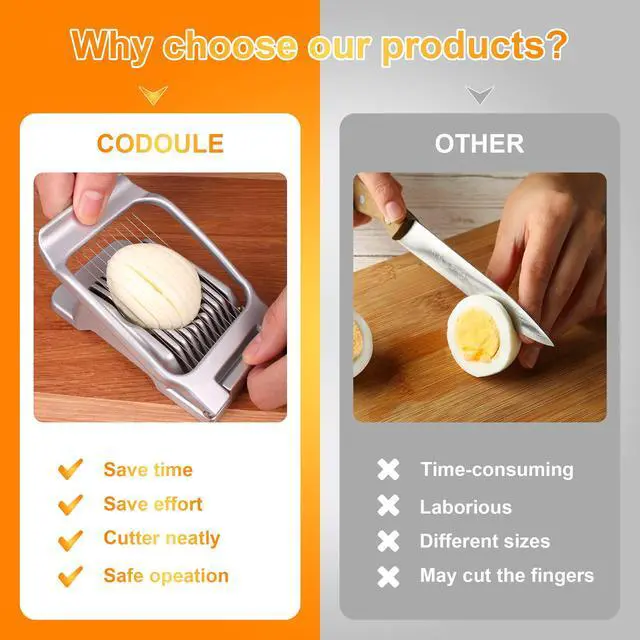 Alt view image 2 of 6 - Egg Slicer for Hard Boiled Eggs Egg Cutter Strawberry Slicer Heavy Duty Aluminium Slicer Stainless Steel Wire Multipurpose Egg Slicer Dicer for Soft Fruit Mushroom,Egg Slicer
