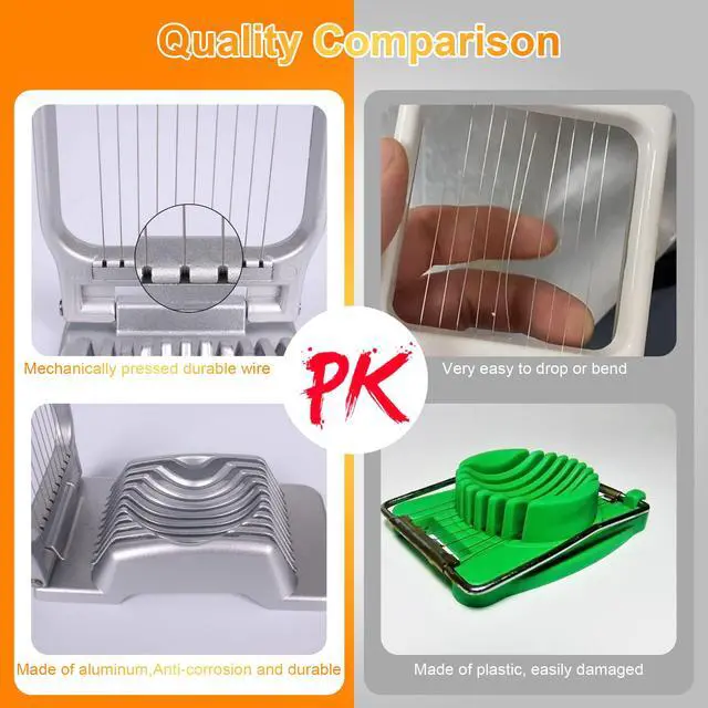 Alt view image 4 of 6 - Egg Slicer for Hard Boiled Eggs Egg Cutter Strawberry Slicer Heavy Duty Aluminium Slicer Stainless Steel Wire Multipurpose Egg Slicer Dicer for Soft Fruit Mushroom,Egg Slicer