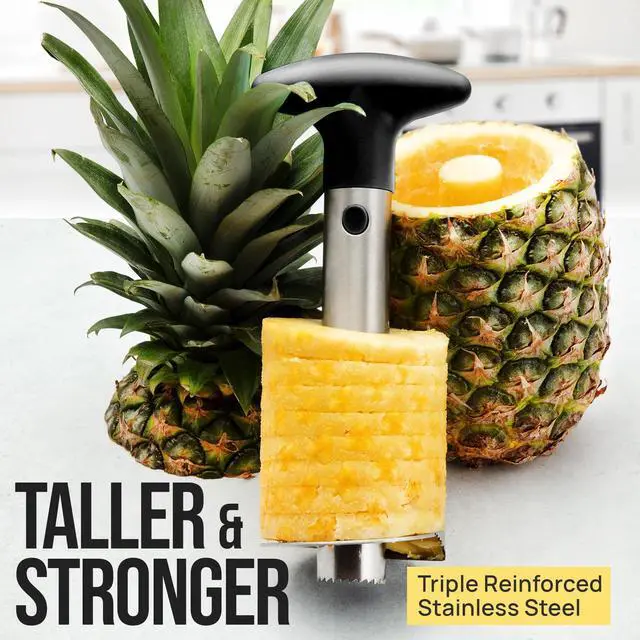 Alt view image 4 of 7 - Stainless Steel Pineapple Corer & Slicer Heavy Duty Pineapple Cutter & Eye Removal Tool Effortless Core Remover Tool with Sharp Reinforced Blade & Ergonomic Handle - Black