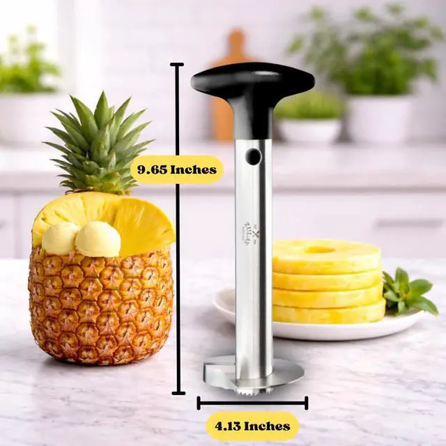 Alt view image 7 of 7 - Stainless Steel Pineapple Corer & Slicer Heavy Duty Pineapple Cutter & Eye Removal Tool Effortless Core Remover Tool with Sharp Reinforced Blade & Ergonomic Handle - Black