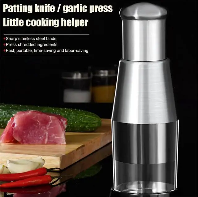 Alt view image 5 of 7 - Manual Garlic Chopper Garlic Crusher Pressing Handheld Food Chopper Slicer Vegetable Cooking Crusher Stainless Steel Home Kitchen Accessories, Silver