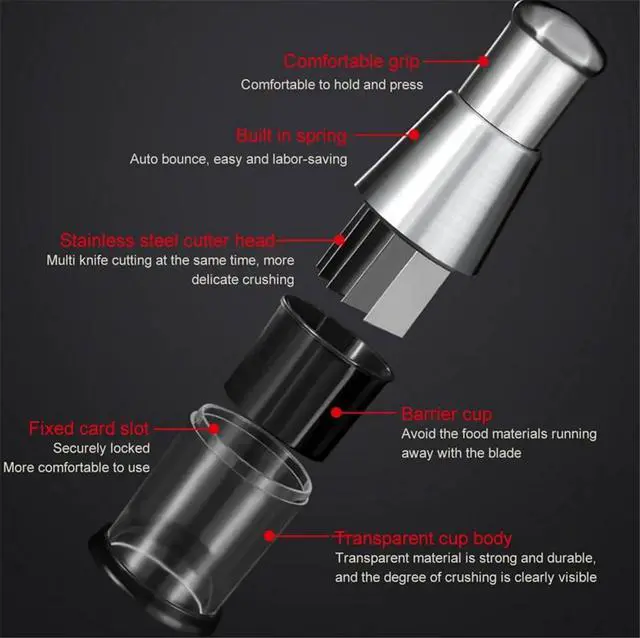 Alt view image 6 of 7 - Manual Garlic Chopper Garlic Crusher Pressing Handheld Food Chopper Slicer Vegetable Cooking Crusher Stainless Steel Home Kitchen Accessories, Silver