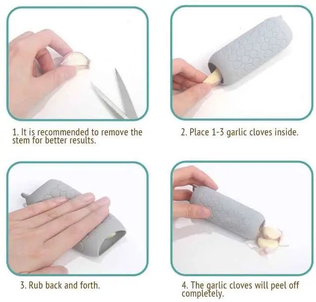 Alt view image 3 of 7 - Garlic Peeler Skin Remover Roller Keeper,Easy Quick to Peeled Garlic Cloves with Silicone Tube Roller Garlic Peeling Kitchen Tool