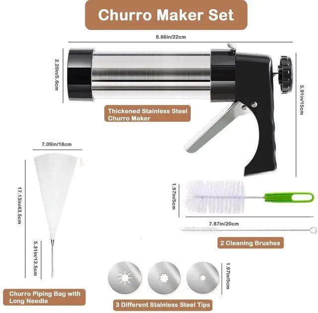 Alt view image 2 of 6 - Churrera Churro Maker Machine, Long Churro Piping Tip and Large Bag