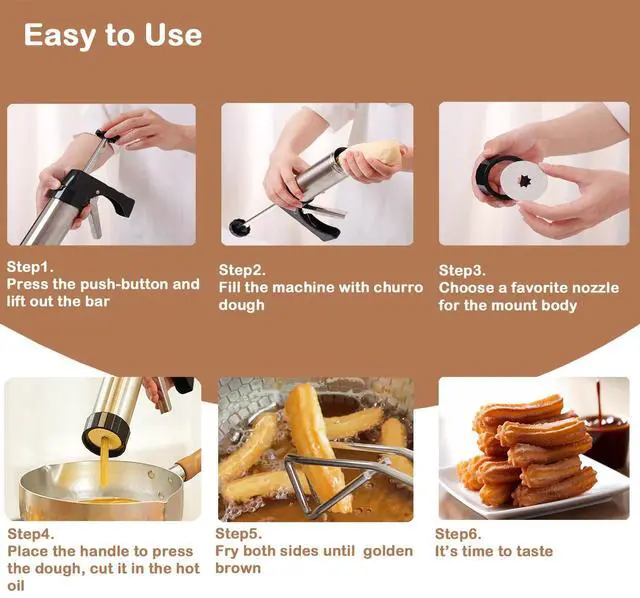 Alt view image 4 of 6 - Churrera Churro Maker Machine, Long Churro Piping Tip and Large Bag